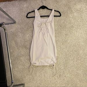 white mini bodysuit tank dress w floral cutouts